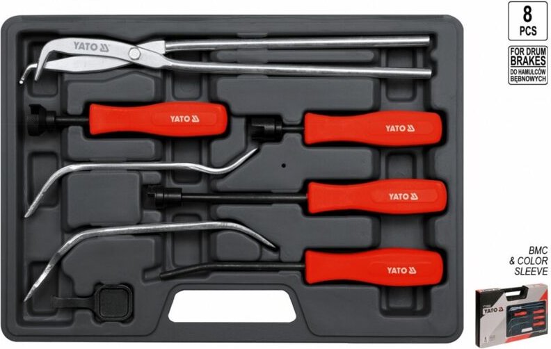 Bremsbelag Montagewerkzeugsatz Einstell Werkzeug Bremsfederzange + Koffer 8 Tlg.