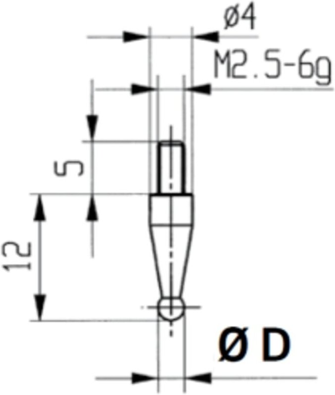 Messeinsätze für Messuhren Spezialstahl mit Kugel 5 mm