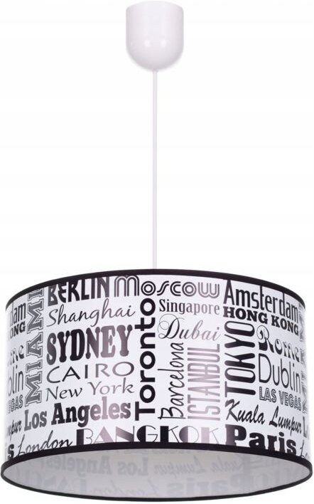 Deckenhängelampe, Lampenschirm, Stadtdruck, Inschriften