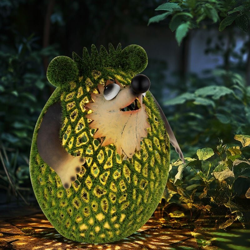 Thumbnail - Solarleuchte Igel Gartenfigur Dekoleuchte Balkonleuchte Terrasse, IP44, Akku, braun grün, 1x led, LxBxH 16x18,5x21 cm