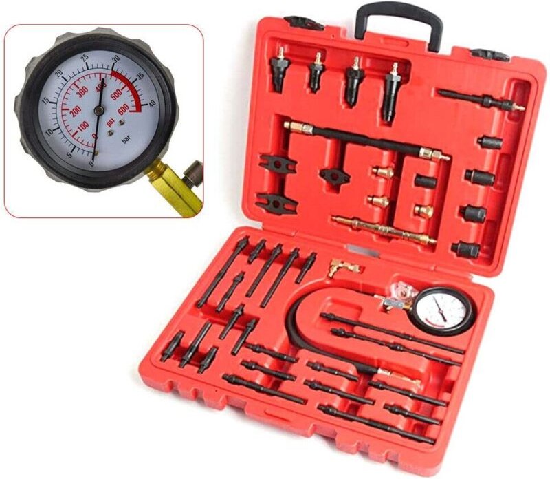 Kompressionstester Prüfer Test Set, 40Bar 600PSI Kompressionsprüfer für Benzin und Diesel Motoren, Auto Kompressionsdruc...