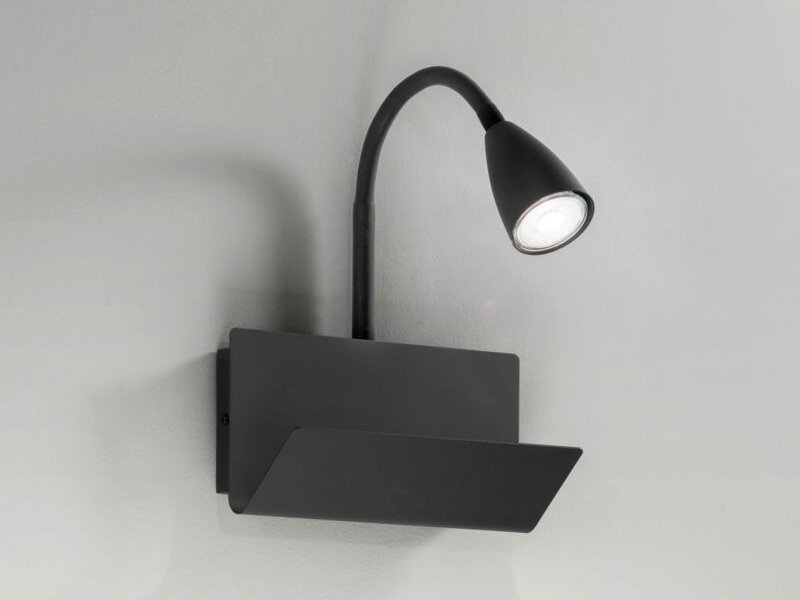 Fan Europe - Flexible usb Leselampe gulp Schwarz, Wandleuchte mit Ablage & Ladefunktion