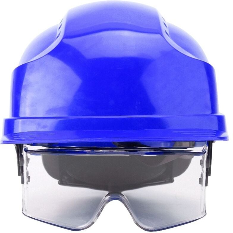 Visier-Helm, Schutzhelm, Defender, integrierte Schutzbrille, Sicherheit (blau) - Eosnow