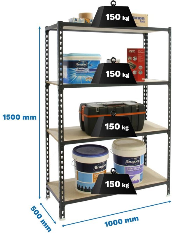 Simonrack Leichte Metallregal Anthrazit Holz