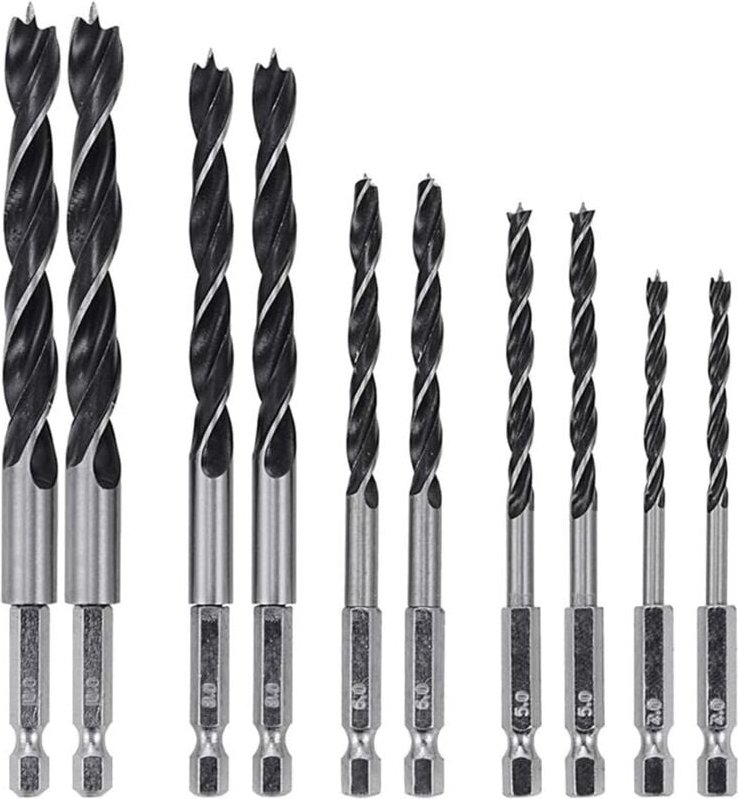 Sollbry - 2 Set 5 Stück 6,35 m Sechskantschaft hss Spiralbohrer Dübel Spiralbohrer Holzbearbeitungs-Bits – 4 mm, 5 mm, 6...