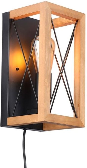 Barcelona Led - Wandleuchte "Montse" aus Holz und Aluminium mit Kabel und