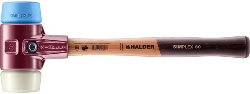 SIMPLEX-Schonhammer, TPE-soft / Nylon mit Tempergussgehäuse und hochwertigem Holzstiel D=60 mm 3018.060