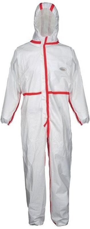 Schutzoverall Plus® Größe xxl weiß/rot PSA-Kategorie iii