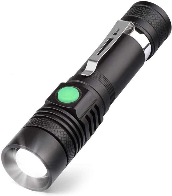 Thumbnail - Aougo - usb wiederaufladbare LED-Taschenlampe, 600 Lumen, IP65 wasserdicht, 4 Beleuchtungsmodi, zoombare Taschenlampe fü...