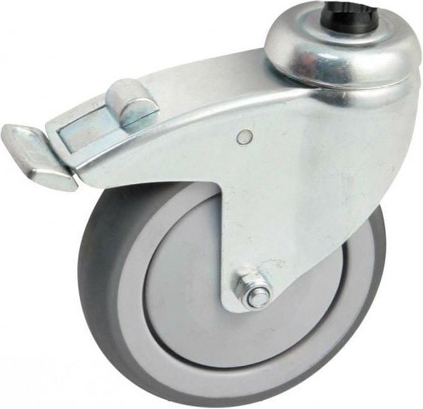 Lenkrolle mit runder Platte + AVL Bremse - Gummirad ø 125 - Tragkraft 100 kg - 550893O