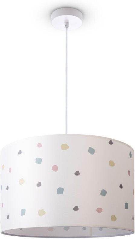 Paco Home Deckenlampe Lampenschirm Stoff Pendelleuchte E27 Hängeleuchte Schlafzimmer Rund Pendelleuchte - Weiß, Design 3...
