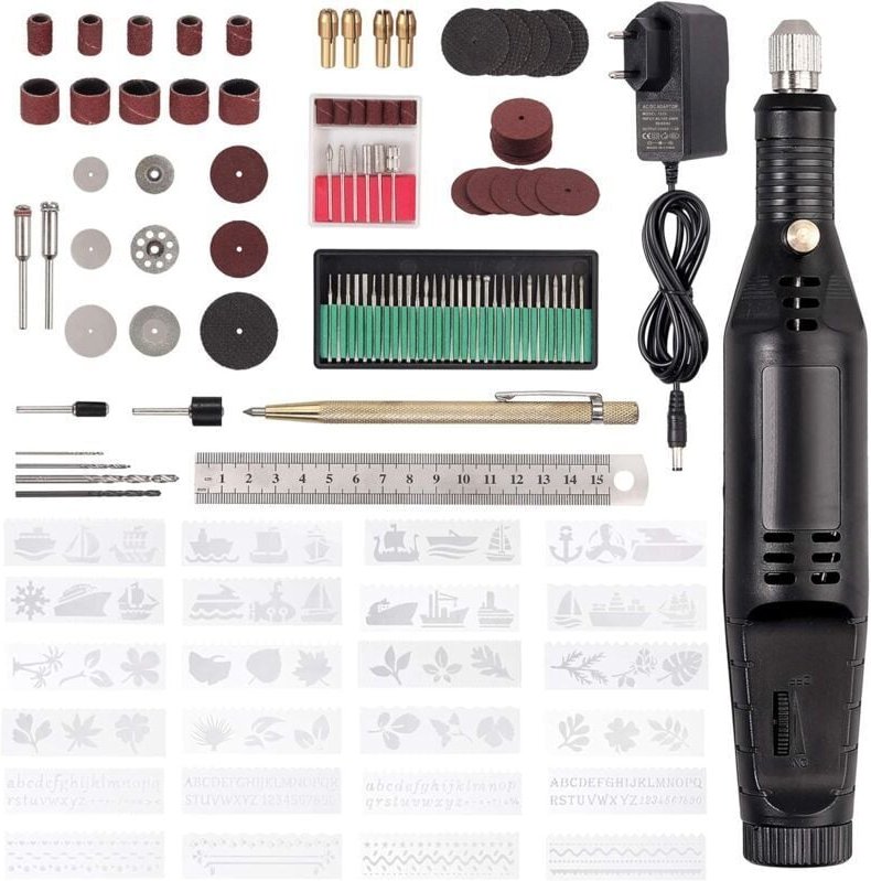 130PCS Kit d'Outils Rotatif Électrique, Poignée Ergonomique avec 30PCS Aiguilles de Meulage - ZVD