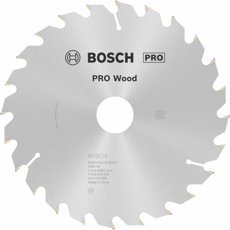 Pro Wood Kreissägeblatt, 184 x 2,6 x 30 mm, T24 - Bosch