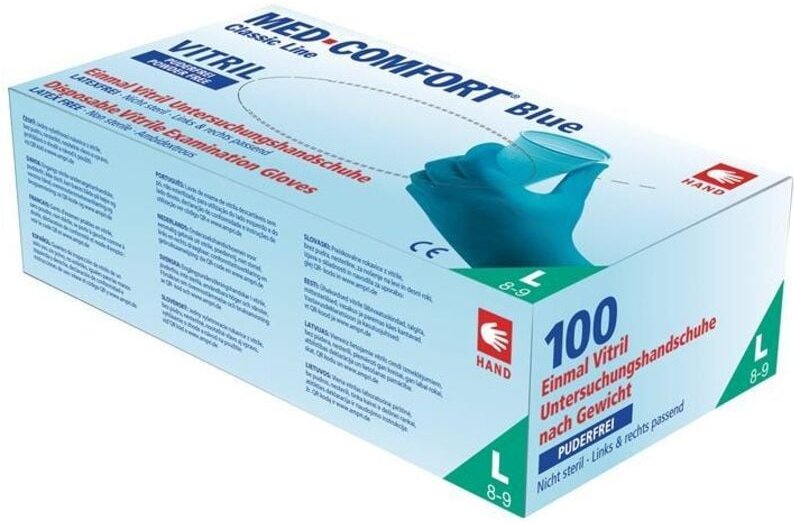 Einweghandschuhe Med Comfort Blue Vitril Größe S blau Vinyl-Nitril Gemisch EN 420, EN 374, EN 455 PSA-Kategorie III
