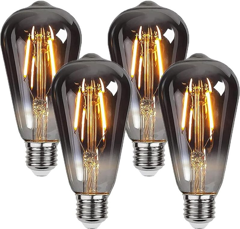 Aougo - Edison-Glühbirne, 4 Stück, E27, ST64, 4 w, LED-Glühbirne, Vintage, dekorative Lampe, Retro-Glühlampen, antike Gl...
