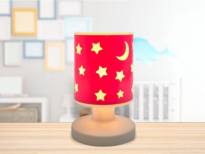 Led Akku Tischleuchte Rosa mit Mond & Sternen, per usb aufladbar, Höhe 20cm