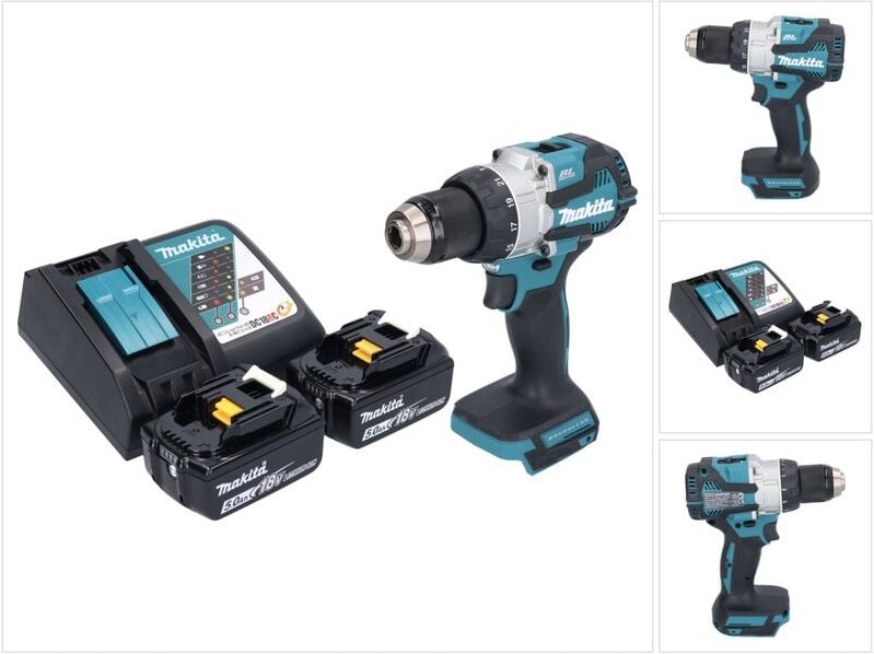 Dhp 489 rt Akku Schlagbohrschrauber 18 v 73 Nm Brushless + 2x Akku 5,0 Ah + Ladegerät - Makita
