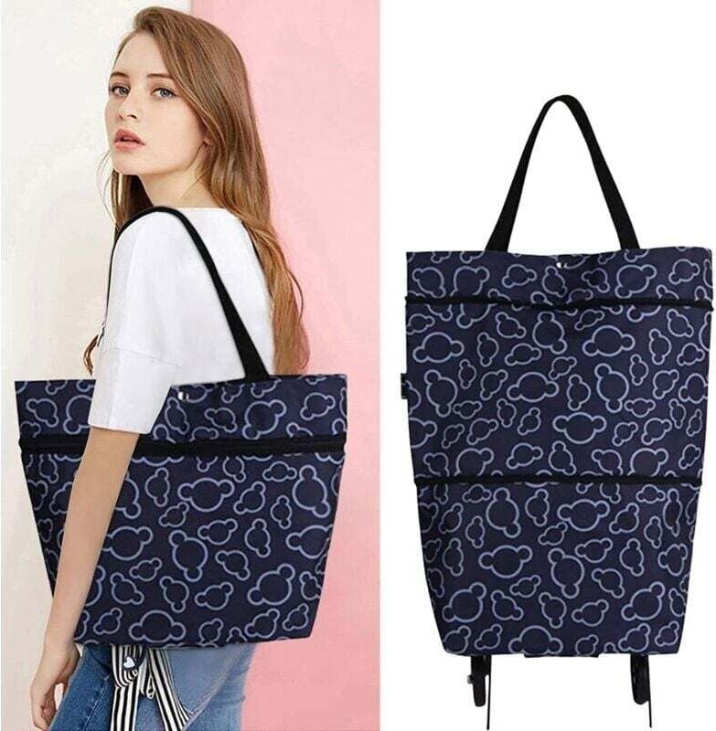 Borsa portautensili, borsa per la spesa pieghevole con ruote, borsa trolley pieghevole per donna, borsa da viaggio multi...