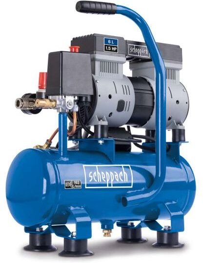 Leiser Kompressor 6lt 8 bar 1,5 PS Scheppach hc08si