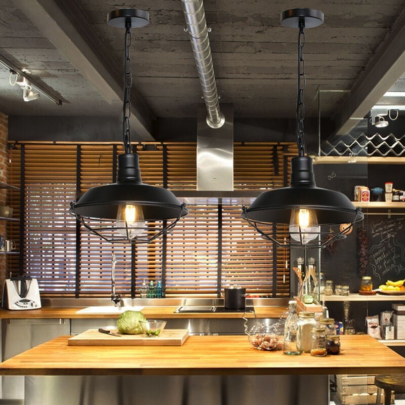 2x Pendelleuchte Vintage, Lampenschirm Aus Eisen, Hängelampe im Industrieller Stil, Retro Bronze Kronleuchter E27 Edison...