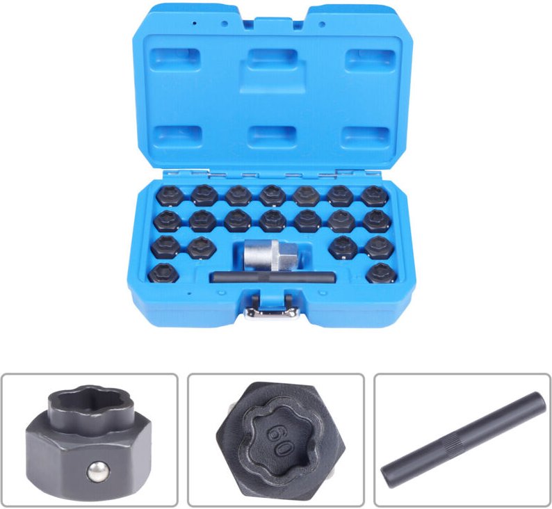 22pc Set For BMW MASTER LOCKING WHEEL Anti-Theft NUT KEY SET REMOVAL LOCK Socket