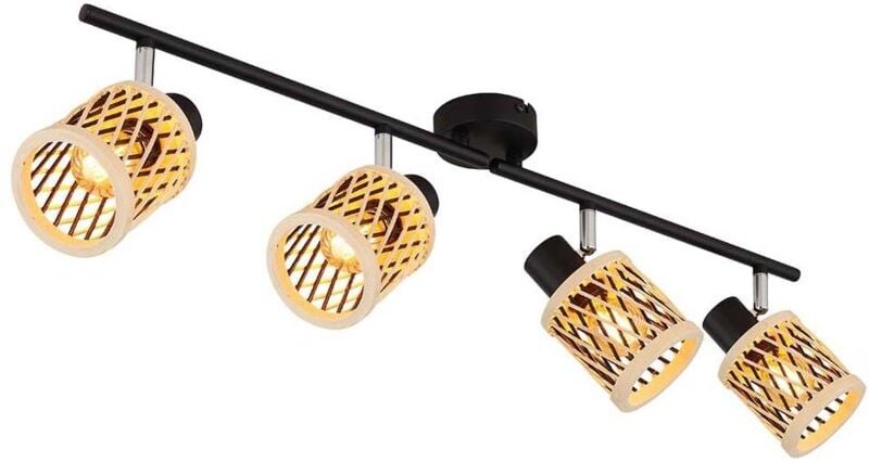 Deckenleuchte Deckenlampe Deckenstrahler beweglich schwarz matt Bambus L 70 cm