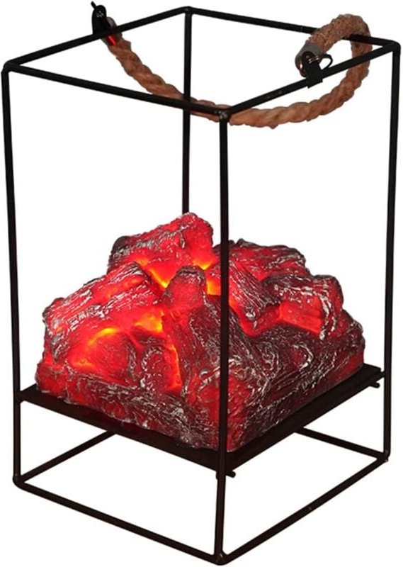 Tischlampe im europäischen Stil, Nachtlicht, Holzkohle-Flammenlampe, Weihnachts-Halloween-Dekoration