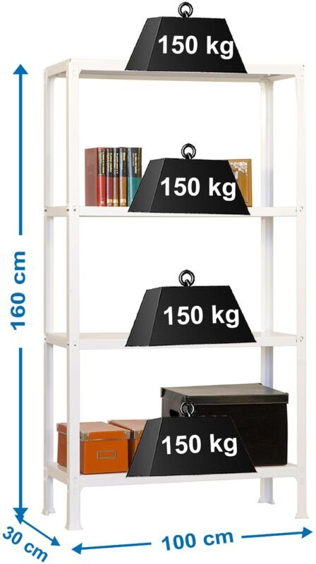 Simonrack Weißes Regal 4 Ebenen 150 kg