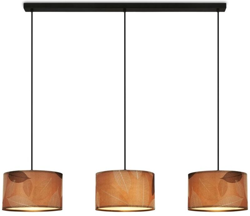 Thumbnail - Mata Pendelleuchte, Blätterdekor, 3-Flammig, Boho-Stil, E27 Fassung, Caffefarben, 110 x 25 x 120 cm - Briloner