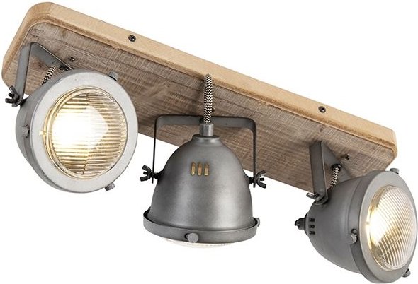 Industriespot Stahl mit Holz kippbar 3-Licht - Emado