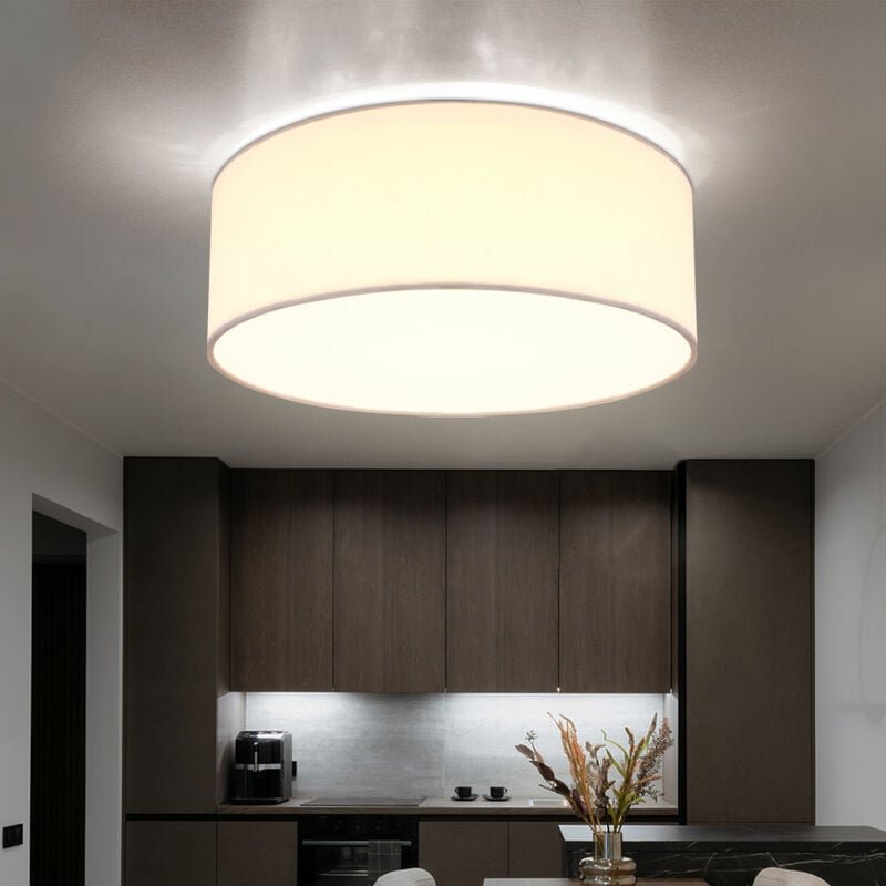 Etc-shop - led Decken Leuchte Textil Lampe weiß Wohn Zimmer Beleuchtung Flur Strahler rund