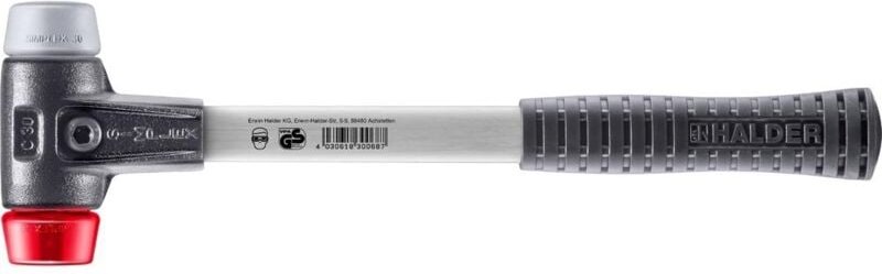SIMPLEX-Schonhammer, TPE-mid / Plastik mit verstärktem Tempergussgehäuse und Fiberglasstiel D=30 mm 3736.030