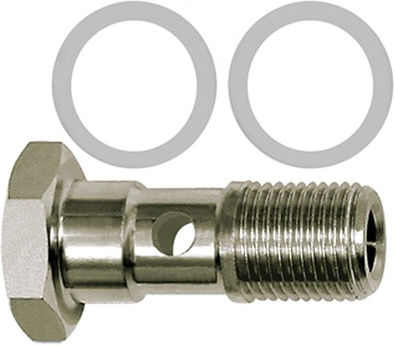 Hohlschraube, PTFE-Dichtring, einfach, g 1/4, Edelstahl 1.4404 - Riegler