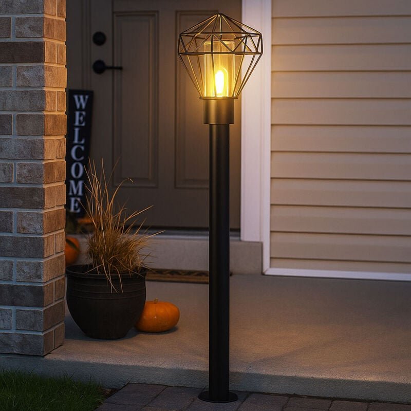 Thumbnail - Led Außenleuchte Wegelampe Terrassenleuchte Industriell Stehlampe schwarz Edelstahl Sockelleuchte, 1x E27 Filament led w...