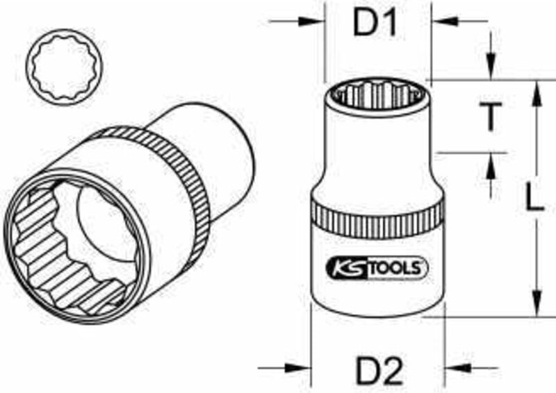 1/2' 12-kant-Stecknuss, 9mm