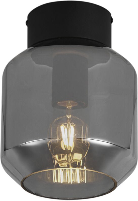 Moderne Deckenleuchte schwarz mit Rauchglas - Stiklo
