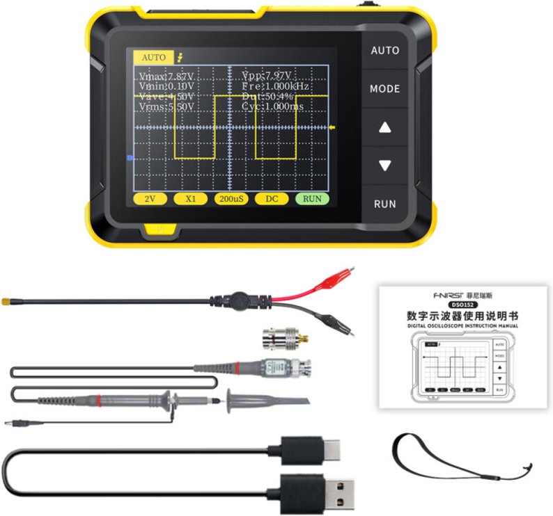 Oscilloscopio digitale portatile, misurazione della tensione fino a 400 V, larghezza di banda 200 kHz, frequenza di camp...