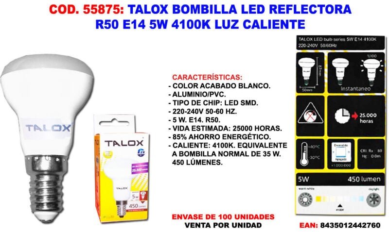 Talox R50 E14 5W 4100K Neutrallicht-LED-Reflektorlampe