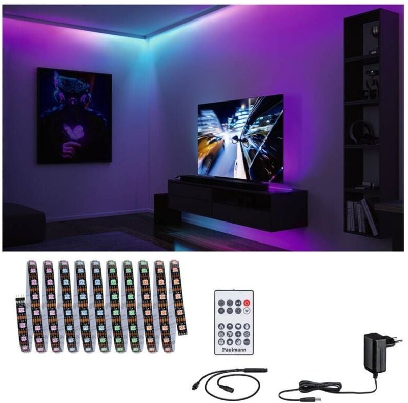 Paulmann Licht - Paulmann Entertain led Stripe Dynamic Rainbow Komplettset 3m rgb kürzbar led Stripe