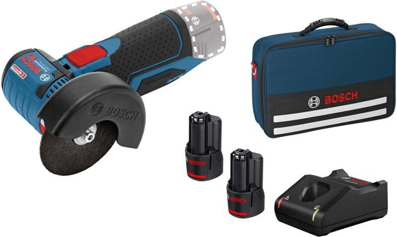 Bosch Akku-Winkelschleifer gws 12V-76, mit 2 x 2.0 Ah und Ladegerät in Tasche