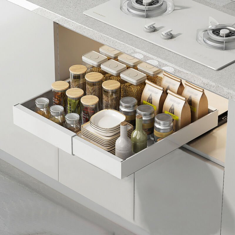 Teleskopschublade, Verstellbare Ausziehbarer Schrank-Organizer, Metall Pull Out Cabinet Organizer, Auszug Küchenschrank ...