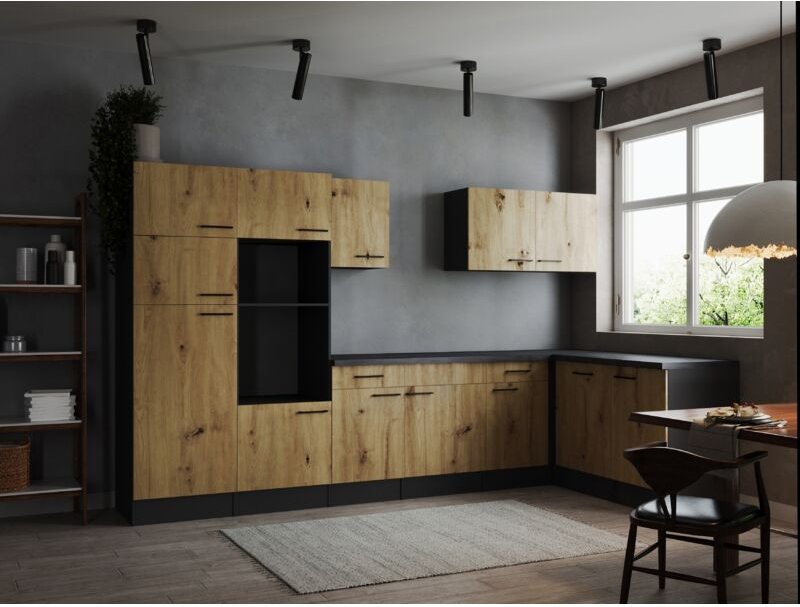 L Küche Leerblock Winkelküche Grau Matt Artisan Eiche Oliver 340x172 cm Respekta