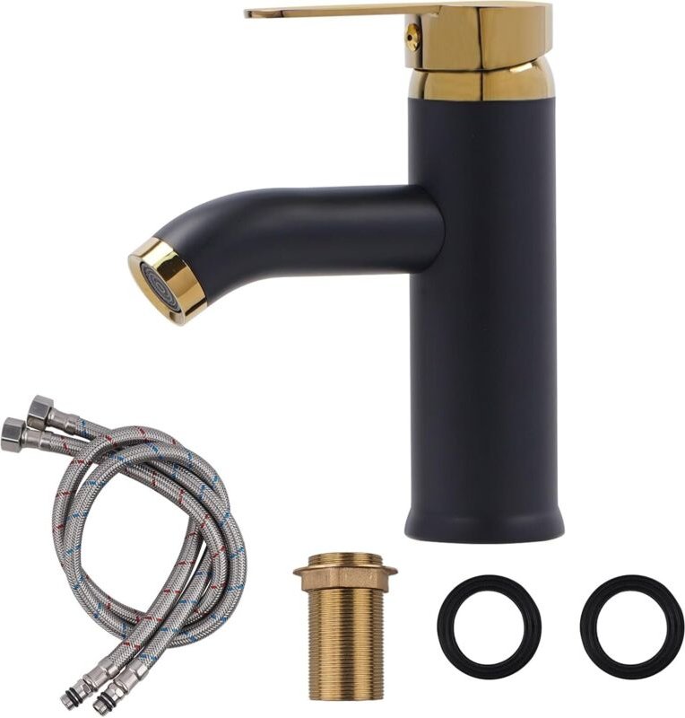 Küchenarmatur aus Edelstahl 304, Badarmatur mit Schlauch, Warm- und Kaltwasser-Waschtischarmatur, Handwaschtischarmatur ...