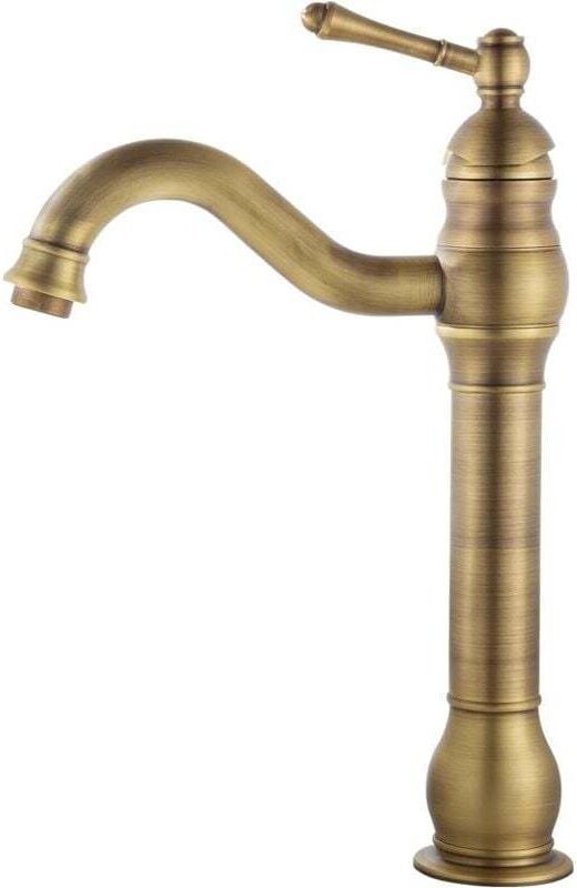 Antik Messing Robinet de Salle de Bain, Hoch Bad Wasserhahn Einhebel Mischbatterie Waschbecken Armatur 360 Schwenkbar Wa...