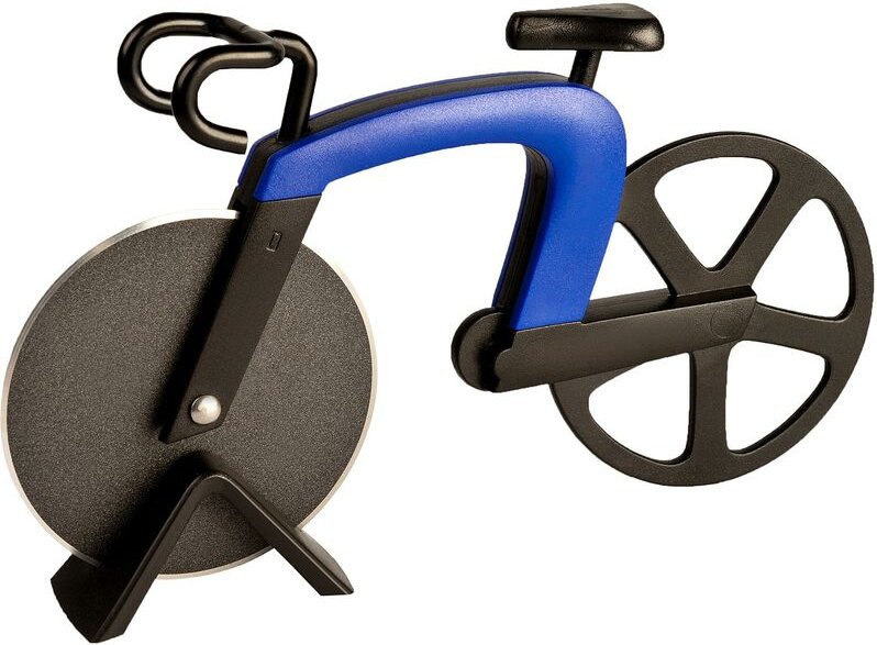Ecence - Pizzaschneider Fahrrad Pizza Cutter rostfreier Stahl Antihaft-Beschichtung Blau