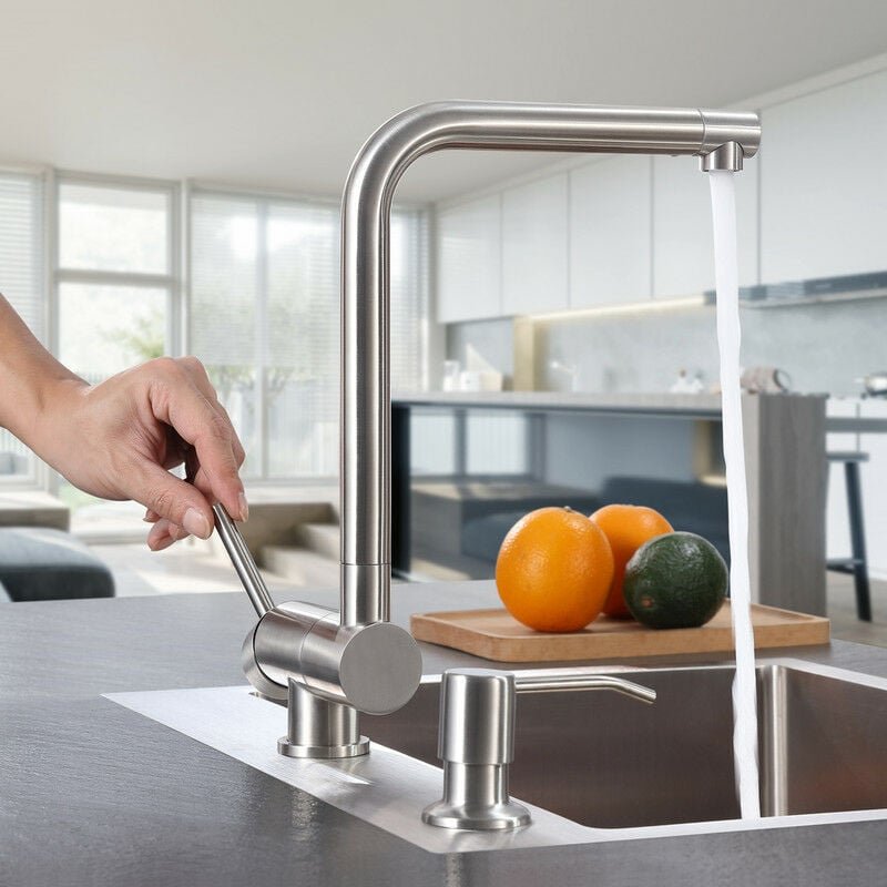 Wasserhahn Küche, Vorfenster Küchenarmatur Edelstahl, Modern sus 304 Mischbatterie Küche, Hochdruck Küchenhahn gebürstet...