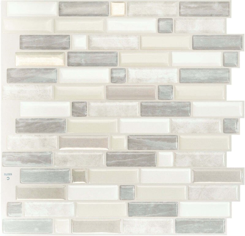 Selbstklebende Fliesenoptik, Beige Wandfliesen-Effekt x4, 24,71 x 23,77 cm - Smart Tiles Crescendo Ciotta - Aufkleber fü...