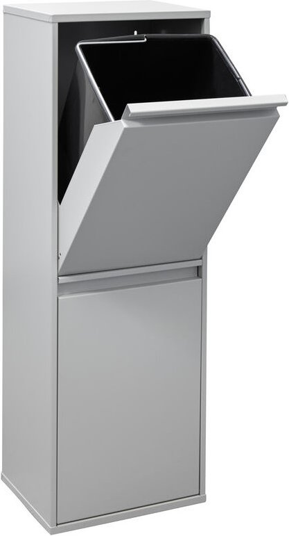 Basic Recycling Abfalleimer / Mülleimer aus Stahl, Mülltrennsystem mit 2 entnehmbaren Inneneimern aus Kunststoff mit Gri...