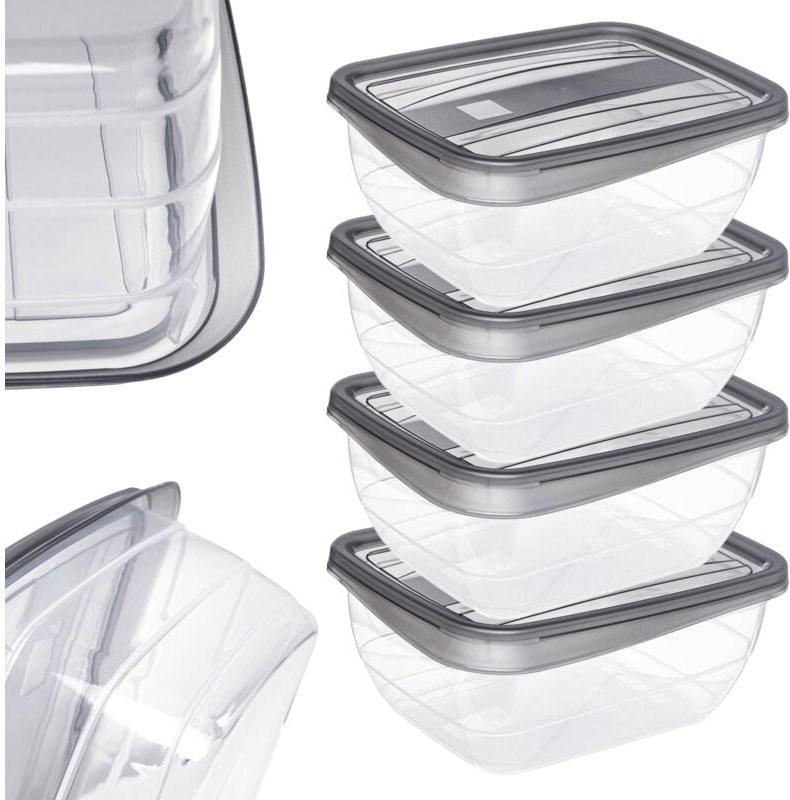 Curver Vedo Lebensmittelbehälter, 4x0.75L, Grau