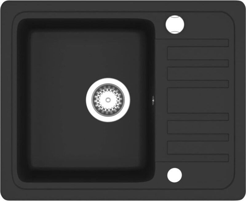 Granitspüle Einzelbecken Schwarz vidaXL